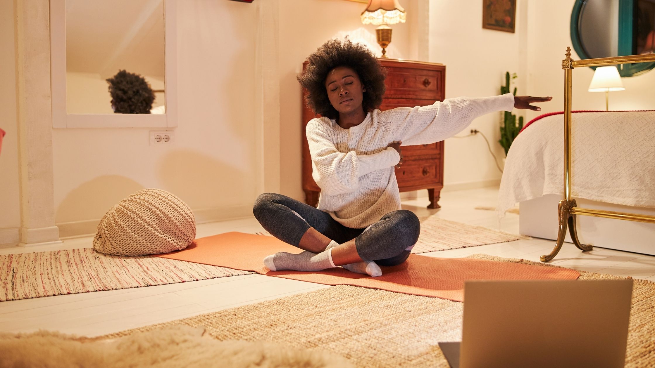 Interior space at a yoga studio ready for students to bring their